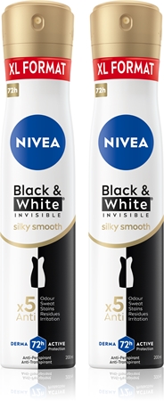 NIVEA Black & White Invisible Silky Smooth spray anti-transpirant conditionnement avantageux