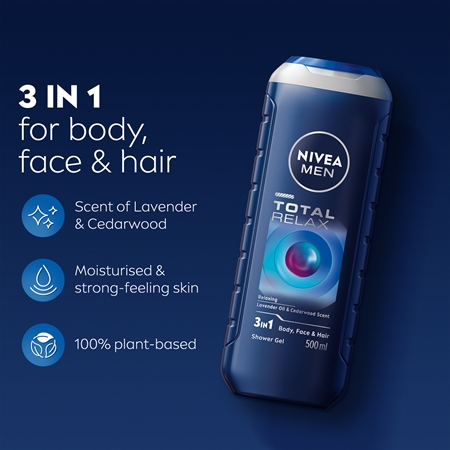 NIVEA MEN Total Relax relaxačný sprchový gél