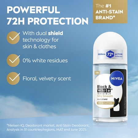 NIVEA Invisible Black & White Silky Smooth kuličkový antiperspirant pro ženy