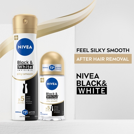 NIVEA Invisible Black & White Silky Smooth deodorant roll-on antiperspirant pentru femei