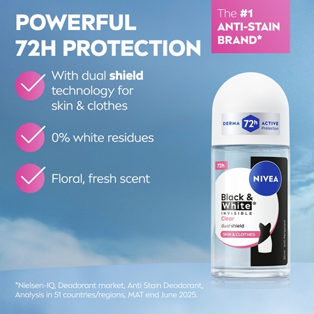 NIVEA Invisible Black & White Clear kuličkový antiperspirant pro ženy