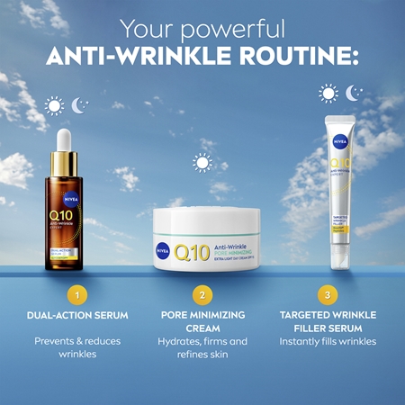 NIVEA Q10 Anti-Wrinkle lengvos tekstūros dieninis kremas nuo raukšlių