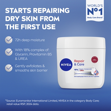 NIVEA Repair & Care Urea crème pour le corps régénérante pour peaux sèches à très sèches