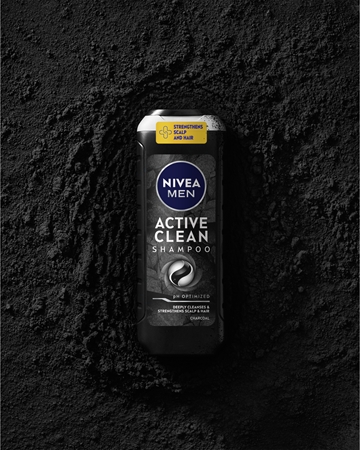 NIVEA MEN Active Clean Deep Cleanse Clarifying Shampoo with activated charcoal