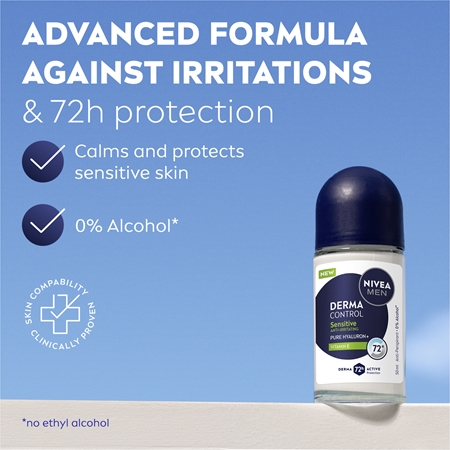 NIVEA MEN Derma Control Sensitive Roll-On Antiperspirant for sensitive skin