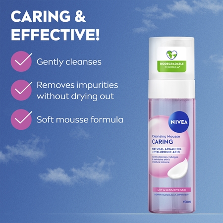 NIVEA Caring Foaming Face Wash for dry and sensitive skin