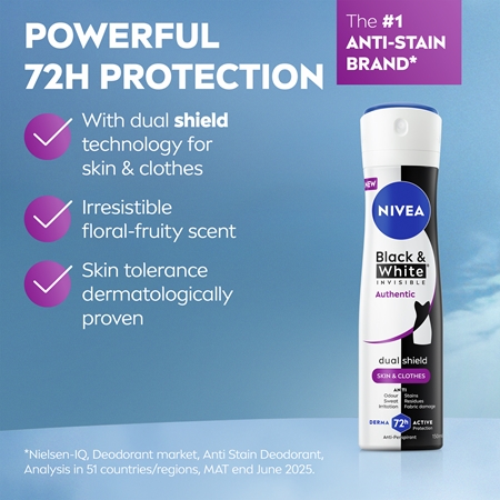 NIVEA Black & White Authentic izzadásgátló spray 72 óra