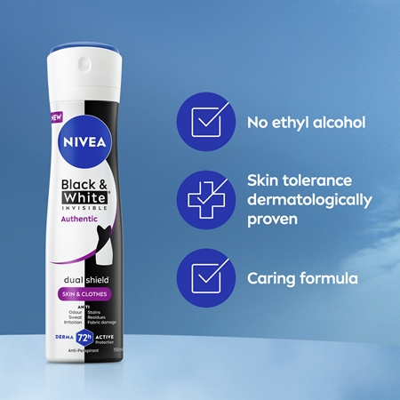 NIVEA Black & White Authentic izzadásgátló spray 72 óra