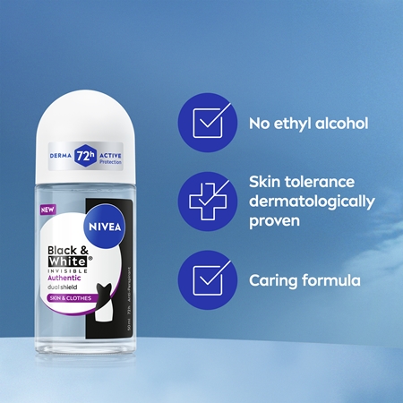 NIVEA Black & White Authentic antiperspirant roll-on