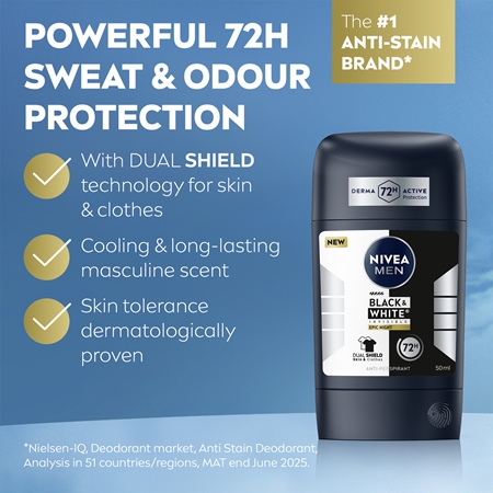 NIVEA MEN Black & White Epic Night Antiperspirant Stick for men