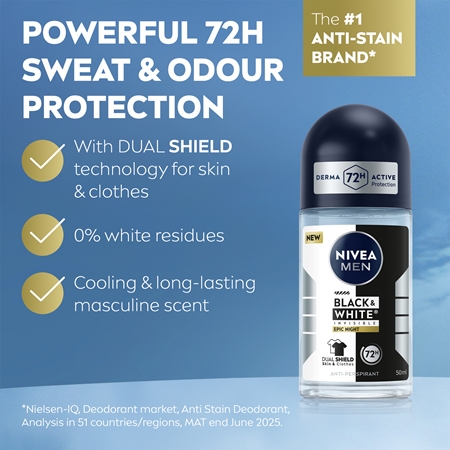 NIVEA MEN Black & White Epic Night Antitranspirant-Deoroller 72h