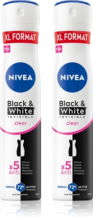 NIVEA Black & White Invisible Clear Antiperspirant Spray economy pack