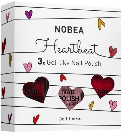 NOBEA Heartbeat sada laků na nehty Cardinal odstín