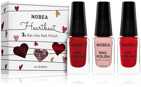 NOBEA Heartbeat sada laků na nehty Cardinal odstín