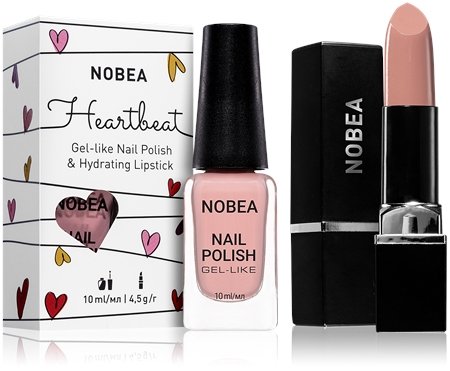 NOBEA Heartbeat conjunto de esmalte de uñas y barra de labios hidratante