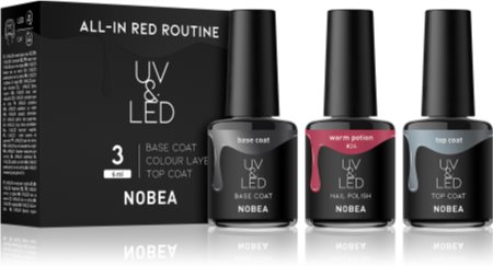 NOBEA UV & LED All-in Red Routine Σετ βερνίκι νυχιών
