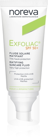 Noreva Exfoliac Mattifying Suncare Fluid SPF 50+ protective mattifying fluid for the face SPF 50+