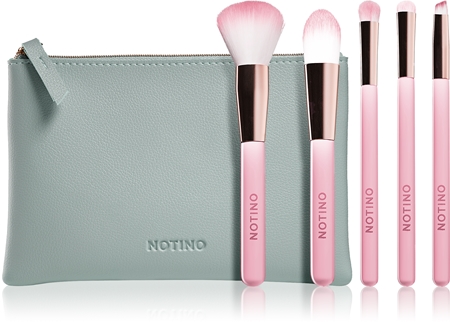 Notino Pastel Collection Brush set with pouch potovalni set čopičev s torbico