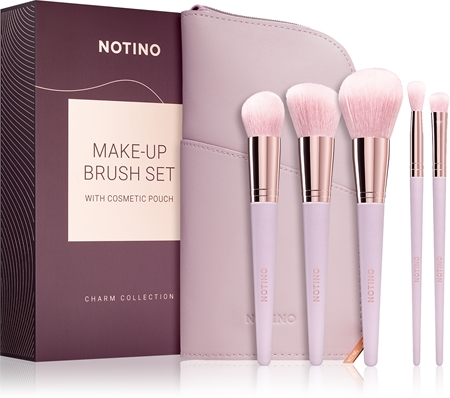 Notino Charm Collection Make-up brush set with cosmetic pouch pintslite komplekt koos kotiga Dusty pink