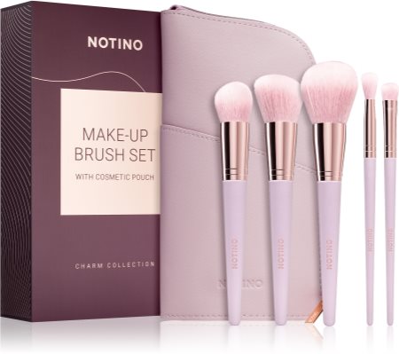 Notino Charm Collection Make-up brush set with cosmetic pouch Σετ βουρτσών με τσαντάκι Dusty pink