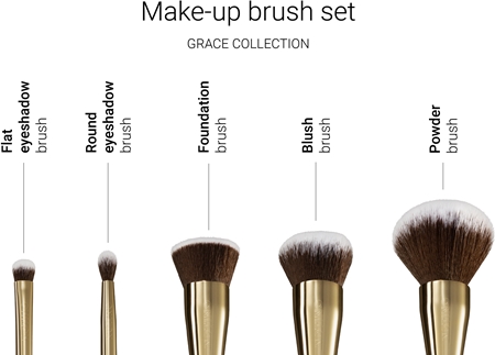 Notino Grace Collection Make-up brush set with cosmetic bag Комплект четки с чантичка