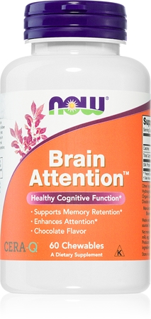 NOW Foods Brain Attention tabletki do żucia dla utrzymania witalności i sprawności poznawczej