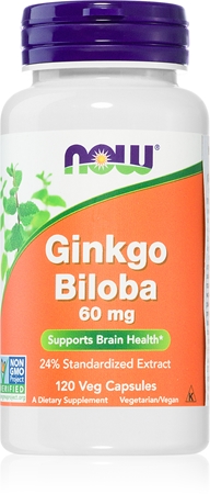 NOW Foods Ginkgo Biliba 60 mg wsparcie koncentracji i sprawności umysłowej