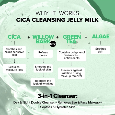 Nudestix Nudeskin Cica Cleansing Jelly Milk čisticí a odličovací gel pro zklidnění pleti