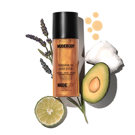 Nudestix Nudebody Sunshine Oil Body Elixir kosteuttava vartaloöljy antaa kevyesti päivettyneen vaikutelman