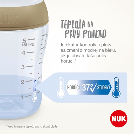 NUK Perfect Match nappflaska i glas med temperaturkontroll