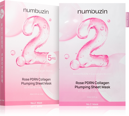 Numbuzin No. 2 Rose PDRN Collagen Plumping Sheet Mask Moisturising face sheet mask with a brightening effect
