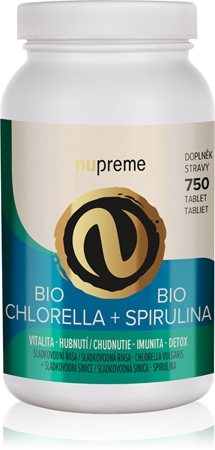Nupreme Chlorella + Spirulina BIO prírodný antioxidant na podporu detoxikácie organizmu
