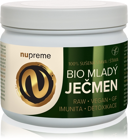Nupreme Mladý jačmeň BIO prášok v BIO kvalite na detoxikáciu organizmu a podporu imunity