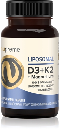 Nupreme Liposomal D3 + K2 + Magnesium kapsuly pre normálnu funkciu imunitného systému, stav kostí, zubov a činnosť svalov