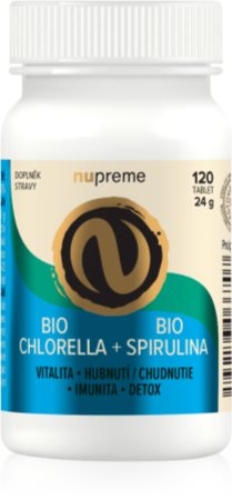 Nupreme Chlorella + Spirulina BIO prírodný antioxidant na podporu detoxikácie organizmu