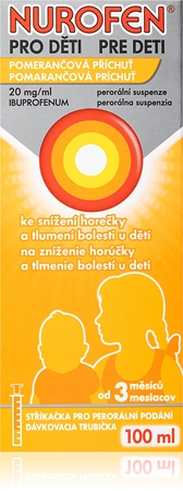 Nurofen Nurofen pro děti pomeranč 20 mg/ml perorální suspenze ke snížení horečky a tlumení bolesti