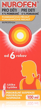 Nurofen pro děti 4% pomeranč 40mg/ml perorální suspenze ke snížení horečky a tlumení bolesti