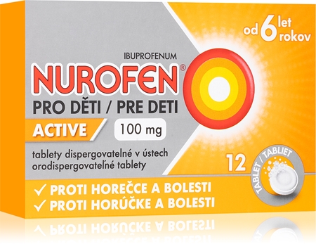 Nurofen Nurofen pro děti ACTIVE 100 mg tablety dispergovatelné v ústech ke snížení horečky a tlumení bolesti