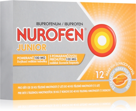 Nurofen Junior Pomeranč 100mg žuvacie mäkké tobolky pri chrípke a prechladnutí
