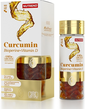 Nutrend Curcumin + Bioperine + Vitamin D kapsle s vitamínem D
