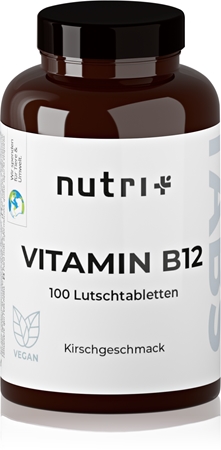 nutri+ Vitamin B12 Pastillen für eine einwandfreie Funktion des Organismus