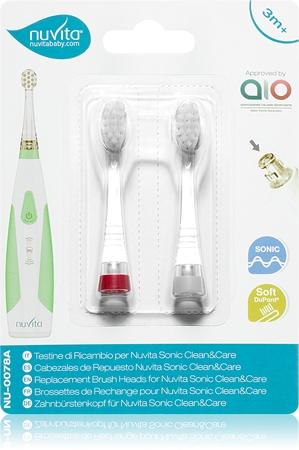Nuvita Sonic Clean&Care Replacement Brush Heads Ersatzkopf für batteriebetriebene Schallzahnbürste für Babys