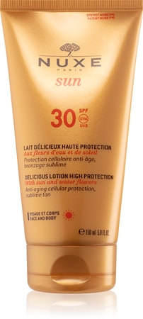 Nuxe Sun Delicious Cream High Protection naptej arca és testre SPF 30