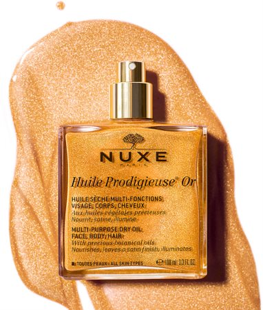 Nuxe Huile Prodigieuse Or monikäyttöinen kimaltava kuivaöljy kasvoille, vartalolle ja hiuksille