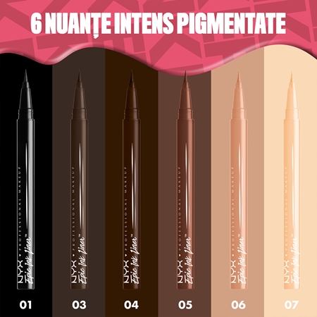 NYX Professional Makeup Epic Ink Liner contur de precizie, rezistent la apă