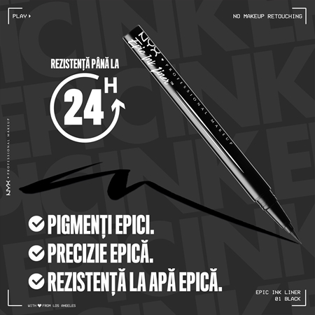 NYX Professional Makeup Epic Ink Liner contur de precizie, rezistent la apă