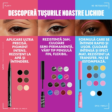 NYX Professional Makeup Epic Ink Liner contur de precizie, rezistent la apă