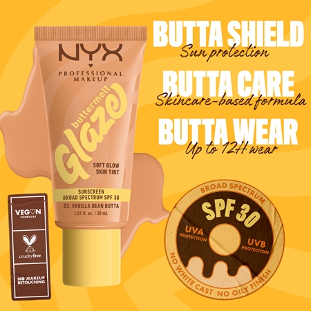 NYX Professional Makeup Buttermelt Glaze rozjasňující tónovací fluid SPF 30