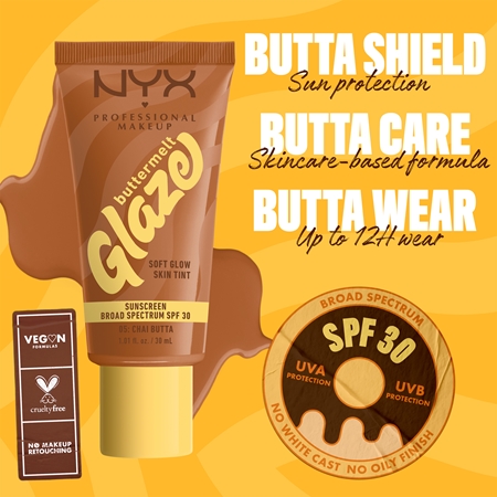 NYX Professional Makeup Buttermelt Glaze rozjasňující tónovací fluid SPF 30