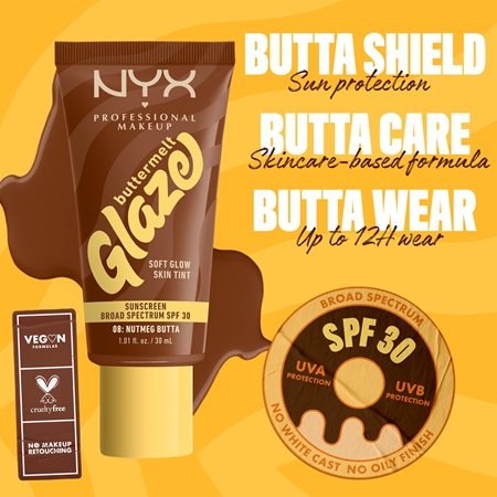 NYX Professional Makeup Buttermelt Glaze rozjasňující tónovací fluid SPF 30
